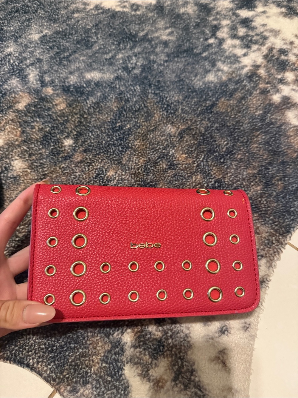 bebe Red Grommet Accent Wallet